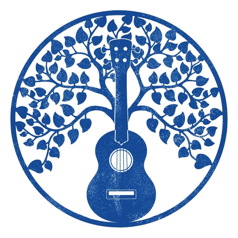 Ukulele tree mandala blue