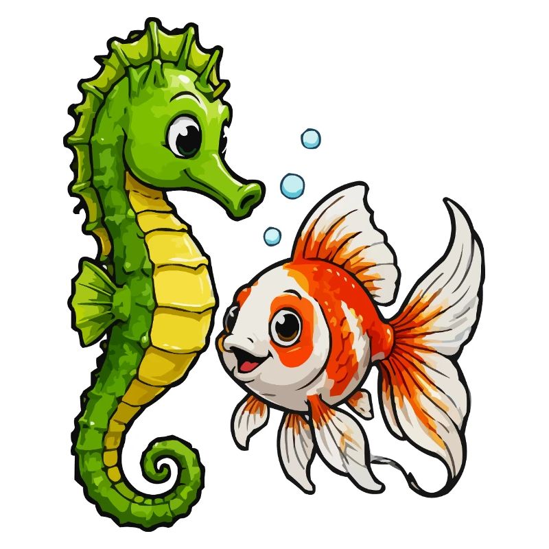 Poisson rouge hippocampe des Amis sous-marins