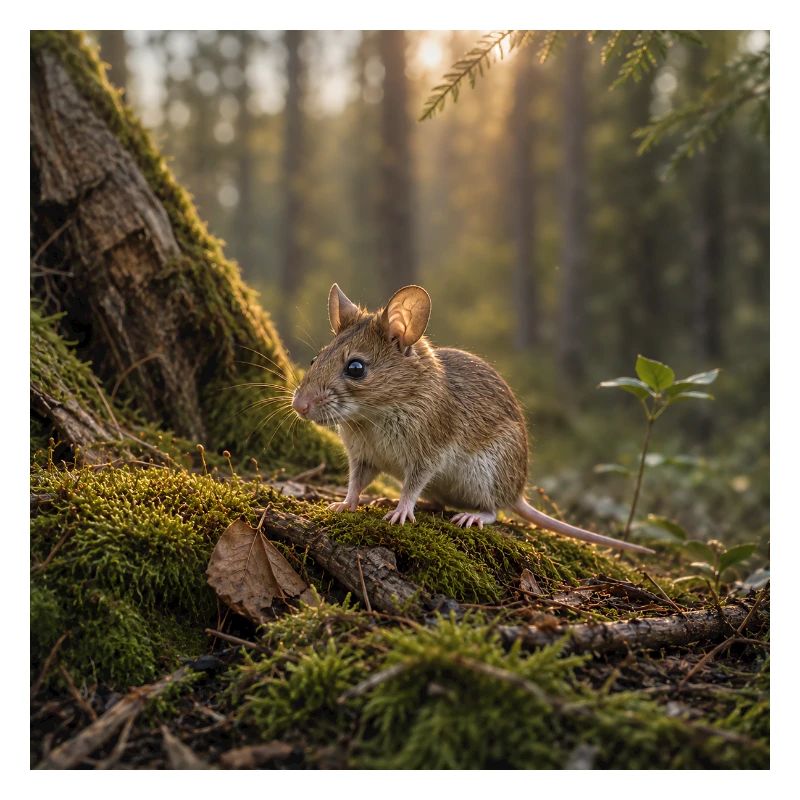 Forest mouse / mouse in evening sun