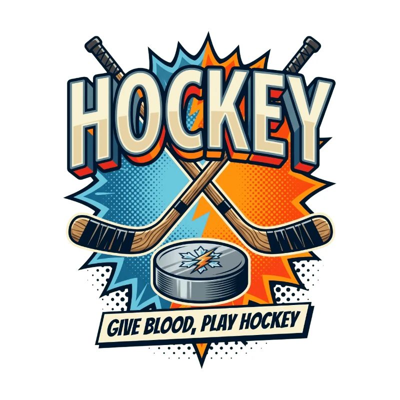 Retro Eishockey Schläger Puck Comic