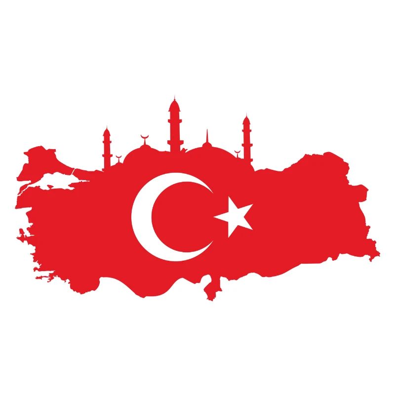 Turkish map with mosque silhouette