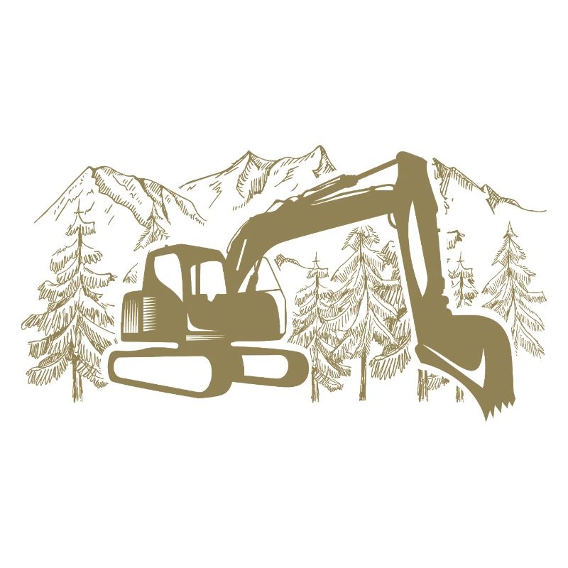 Excavator Silhouette Construction Equipment Operator Work