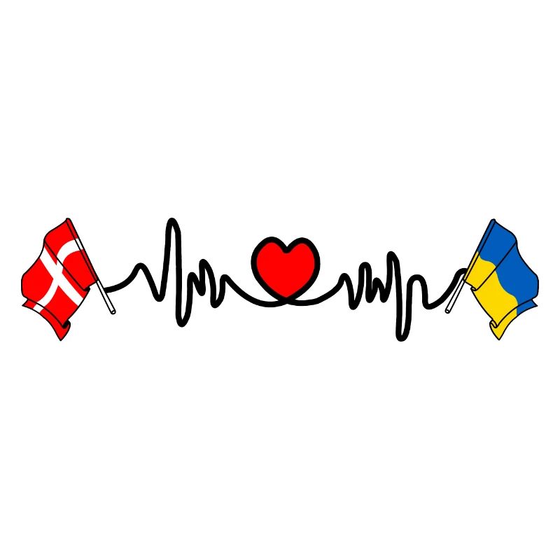 Cardio heart Drapeau Danemark, drapeau Ukraine