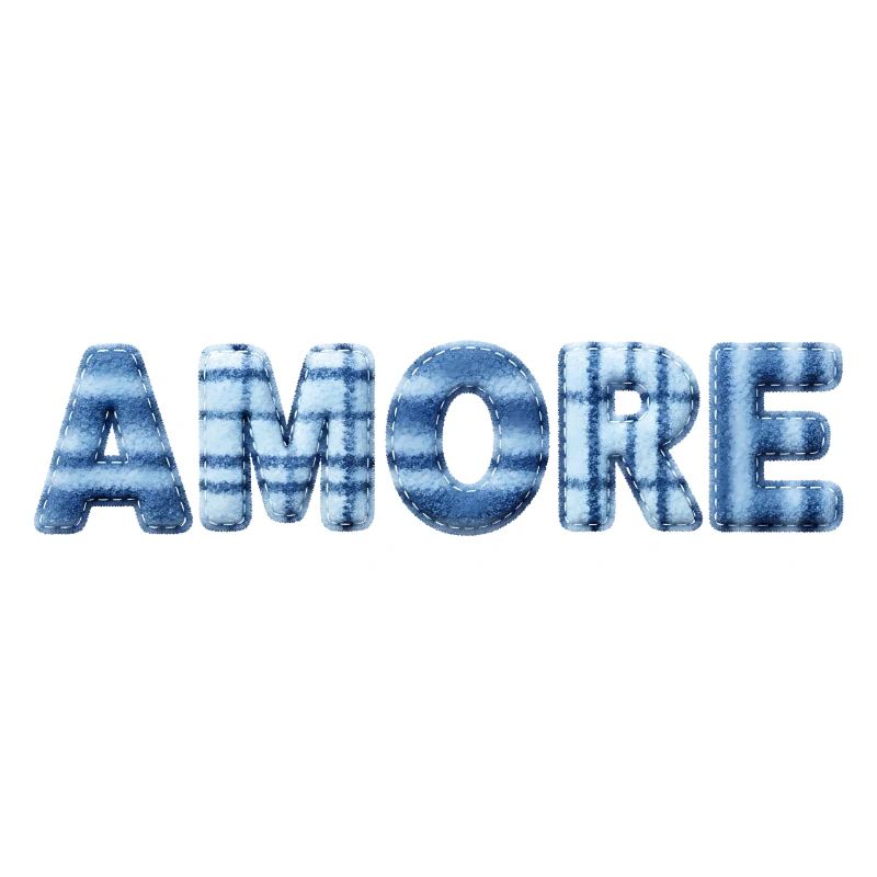 Amore Eisblau Schriftzug Patchwork Trend
