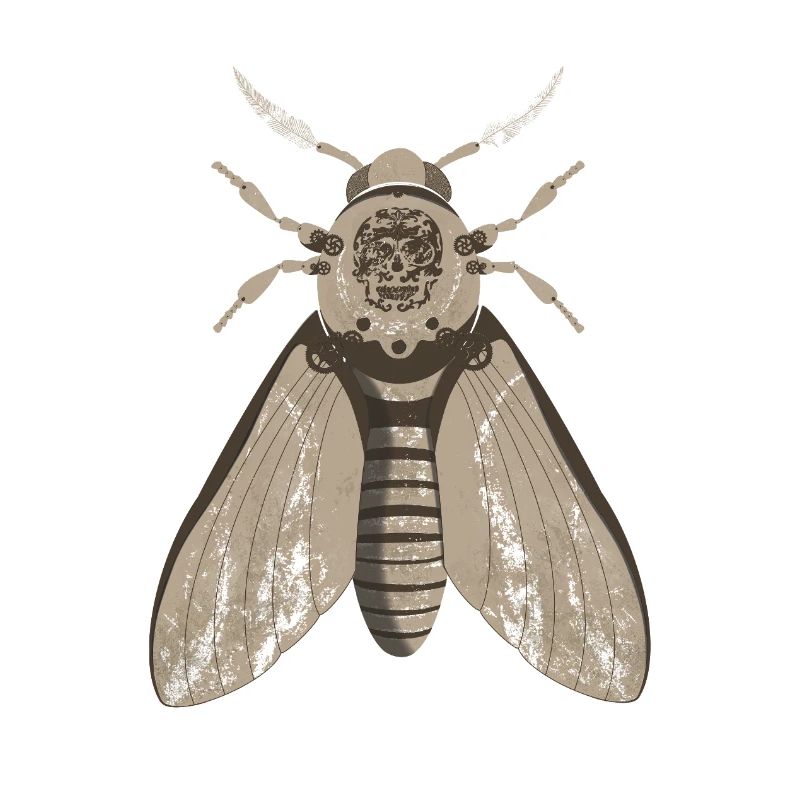 Skull Moth in Steampunk Style