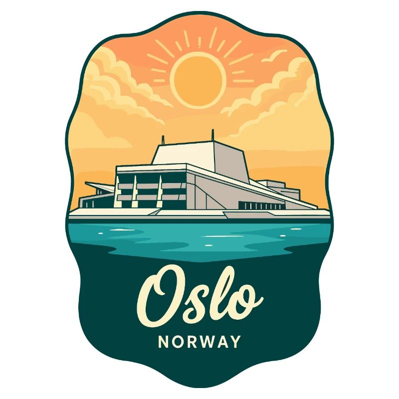 Insigne rétro du coucher de soleil de l’Opéra d’Oslo