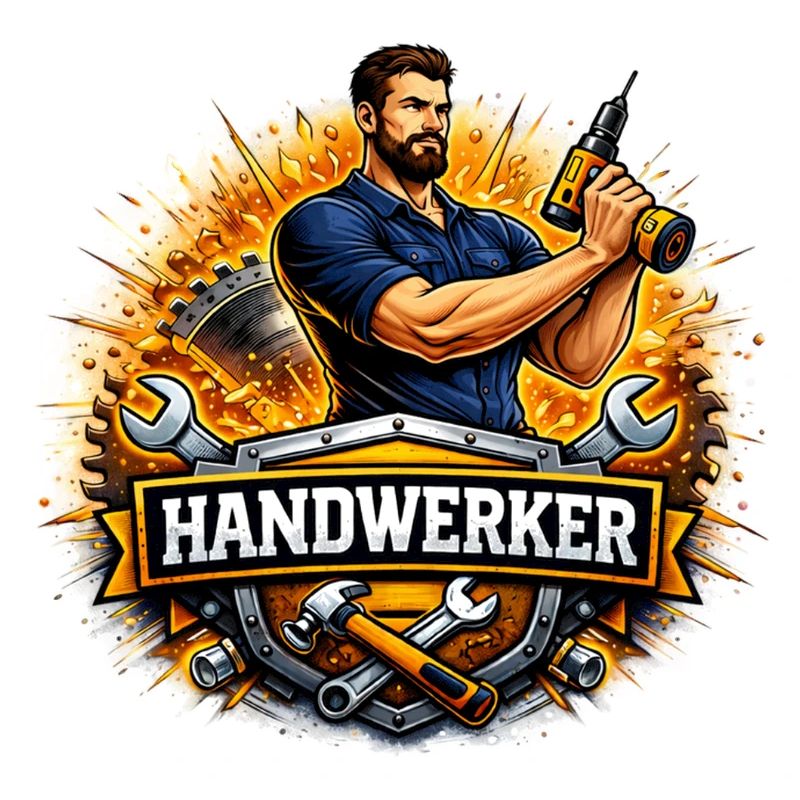 Handwerker Logo – Comic Style mit Bohrer