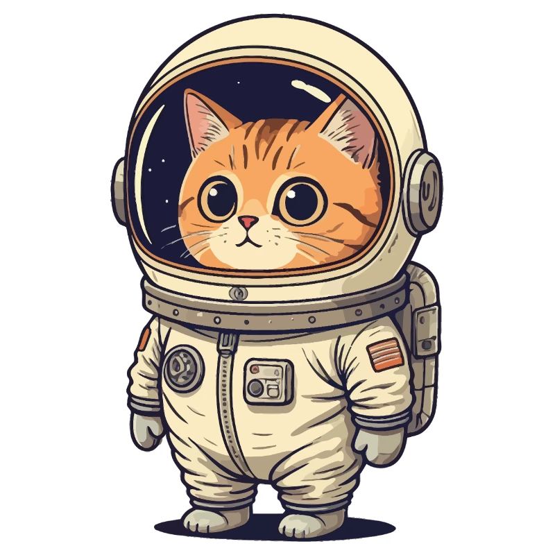 Chat de l’espace en combinaison d’astronaute