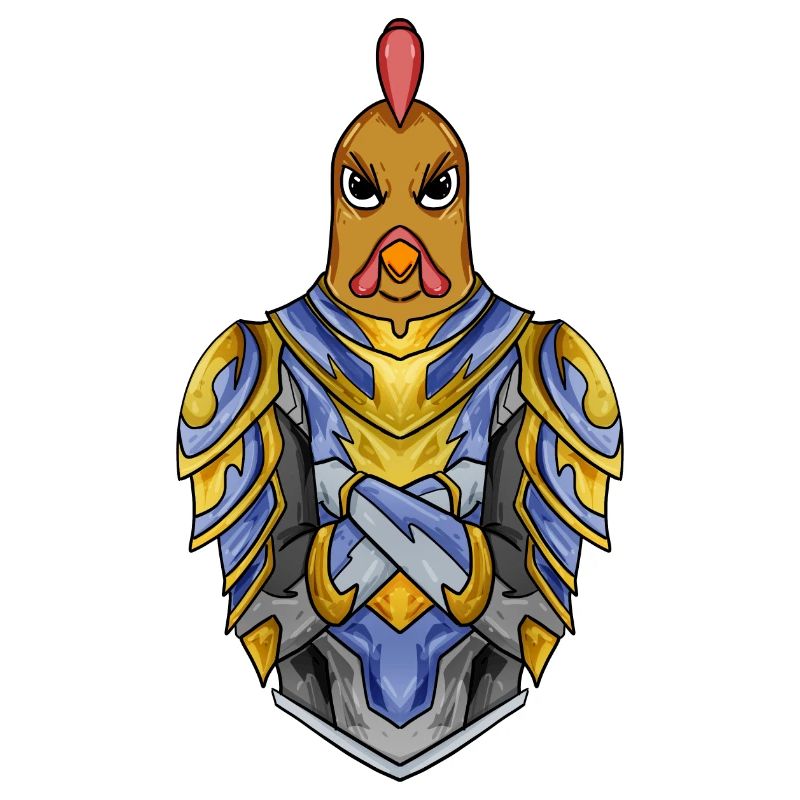 Knight Chicken avec Armor Crusader