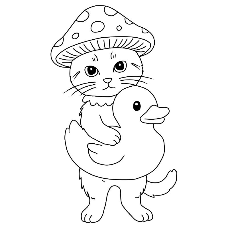 chat champignon avec canard