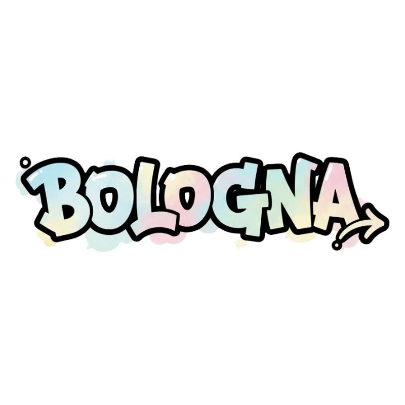 Lettrage graffiti BologneA sur la flèche