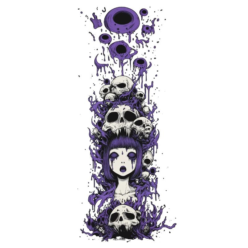 Ragazza con teschio psicodelico