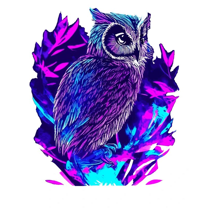 Neon Eule Psychedelische Eulen Kunst