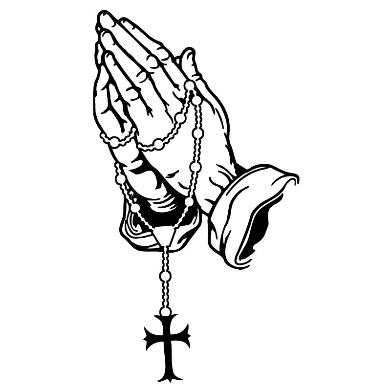 Praying Hands with Rosenkranz Basic