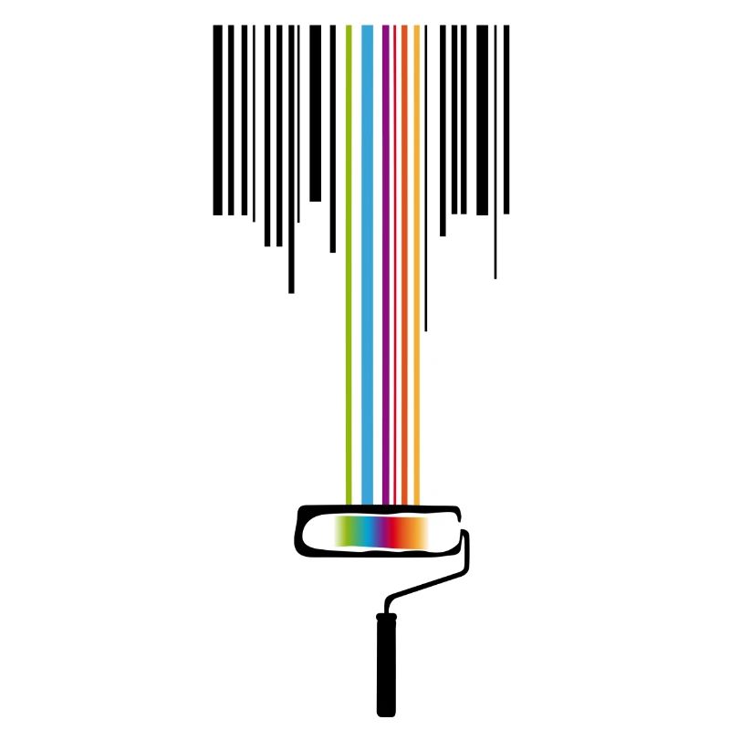 A paint roller with a bar code