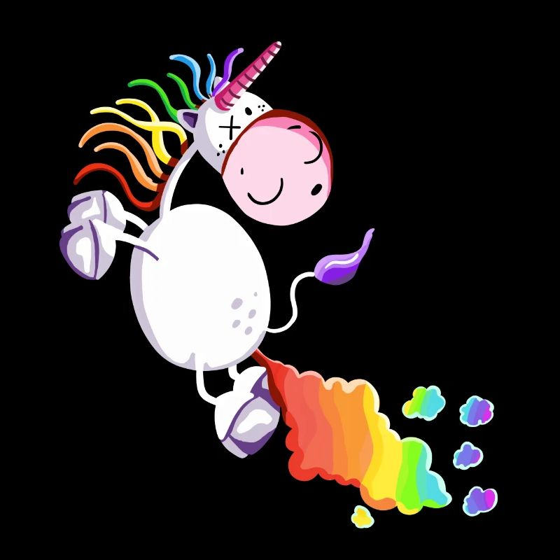 Une licorne pète une arc-en-ciel.