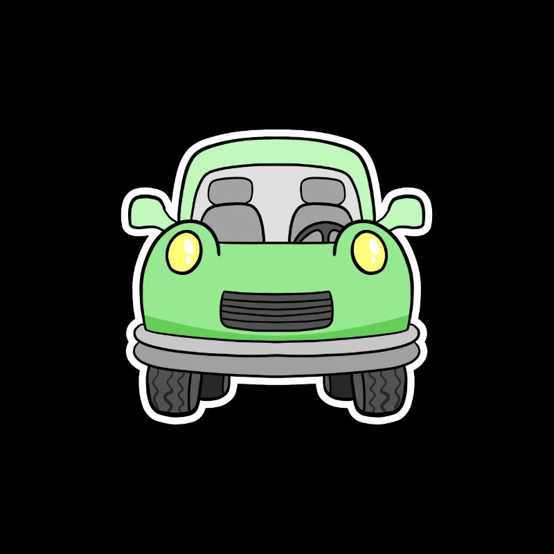 Vue frontale joyeuse de chariot vert