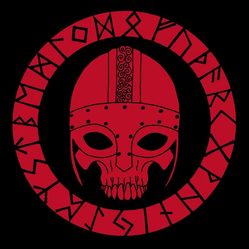 Red Viking skull