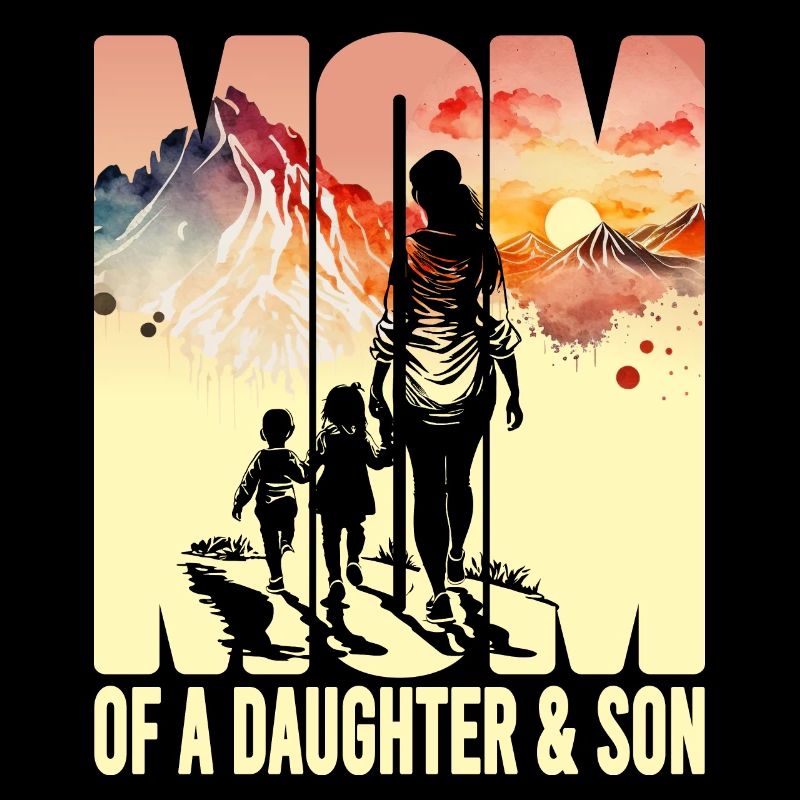 Mutter mit Tochter Sohn Muttertag Berge Mama Kind