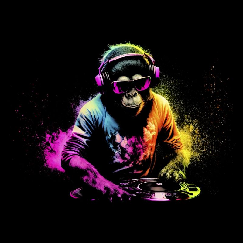 DJ Affe mit Kopfhörer und Sonnenbrille Geschenk