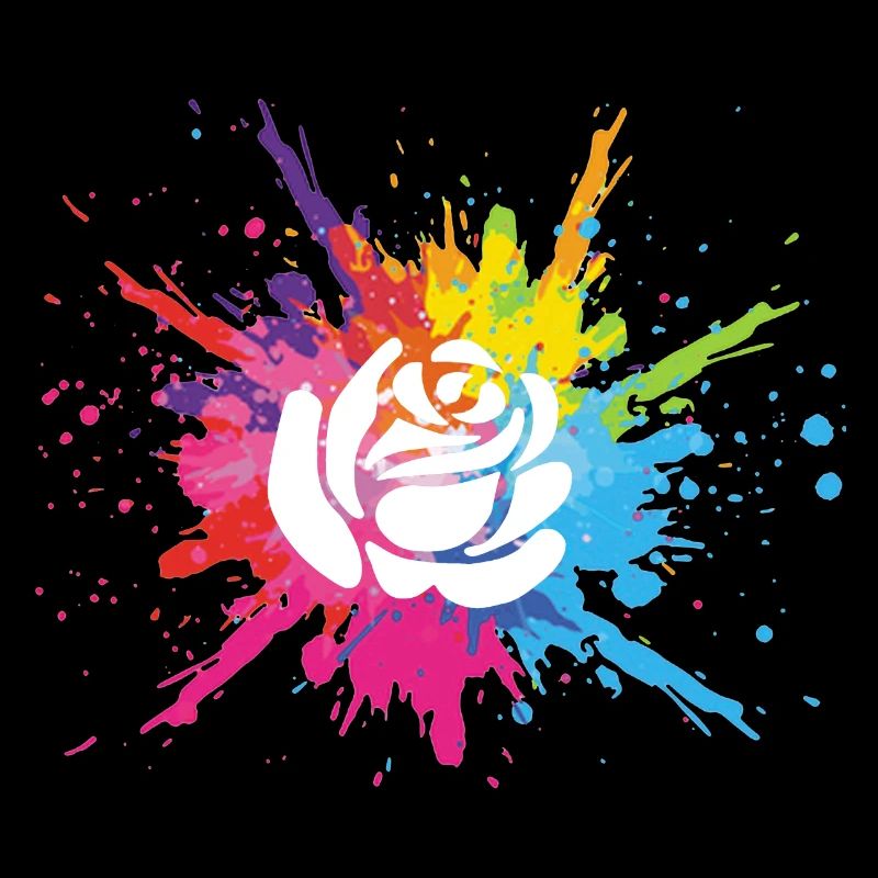 Fleur blanche et explosion multicolore