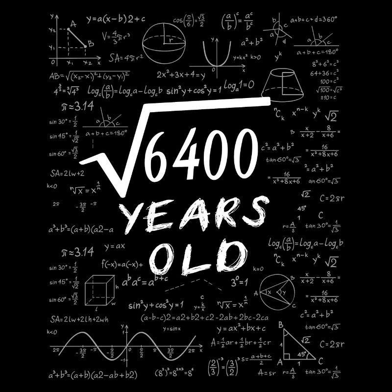 80e Anniversaire 80 ans Racine carrée de 6400 math