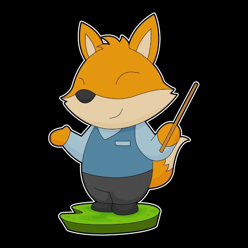 Fox Teacher Pointing Stick School