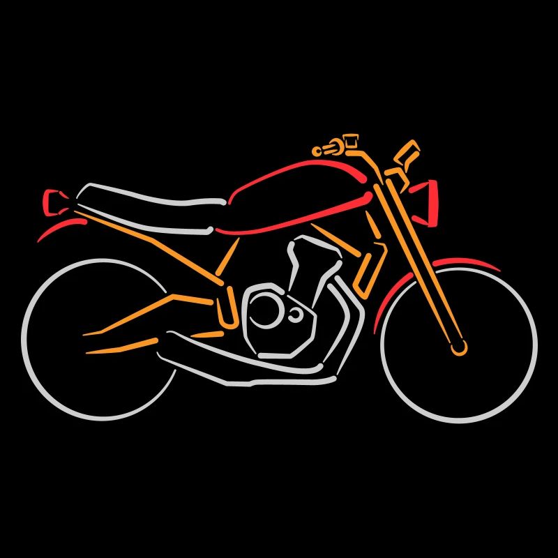 Motorbike Classic Bike Lines Outline multicolored
