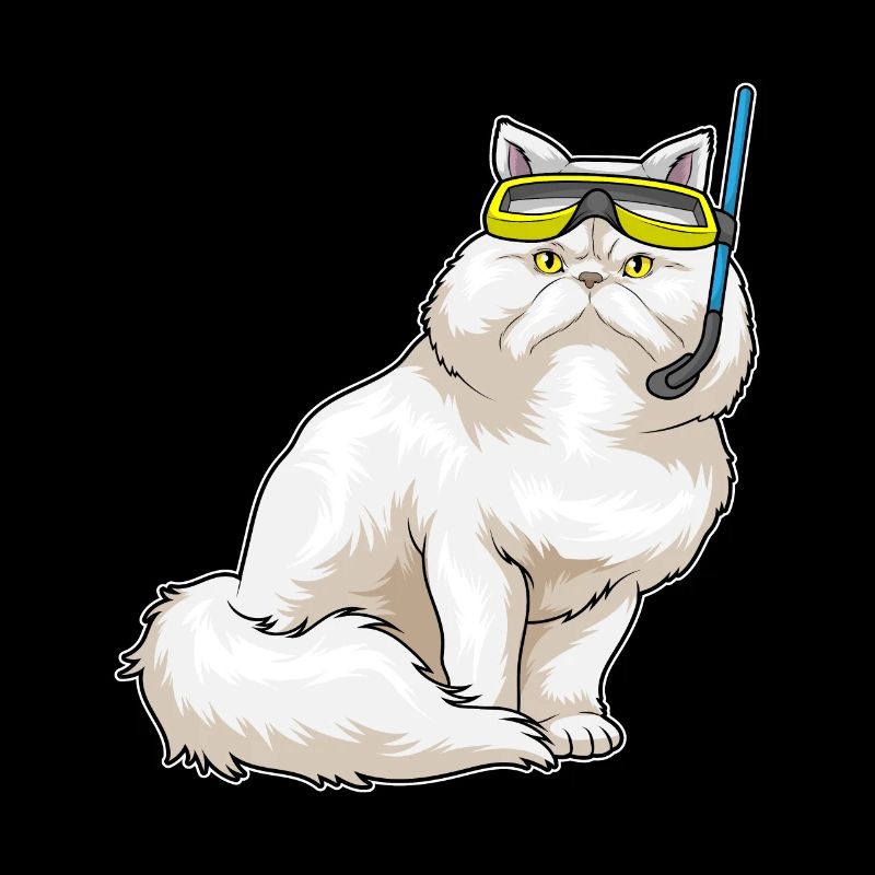 Chat persan Plongée Snorkel
