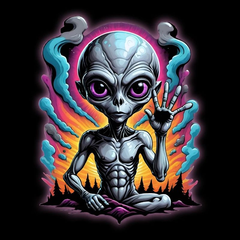 Cosmic Alien Meditation Artwork