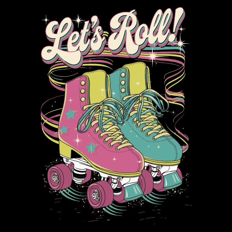 Let's Roll Buntes Retro-Rollschuh-Design