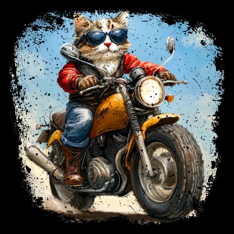 Katzen Motorradfahrer / Motorrad Katze
