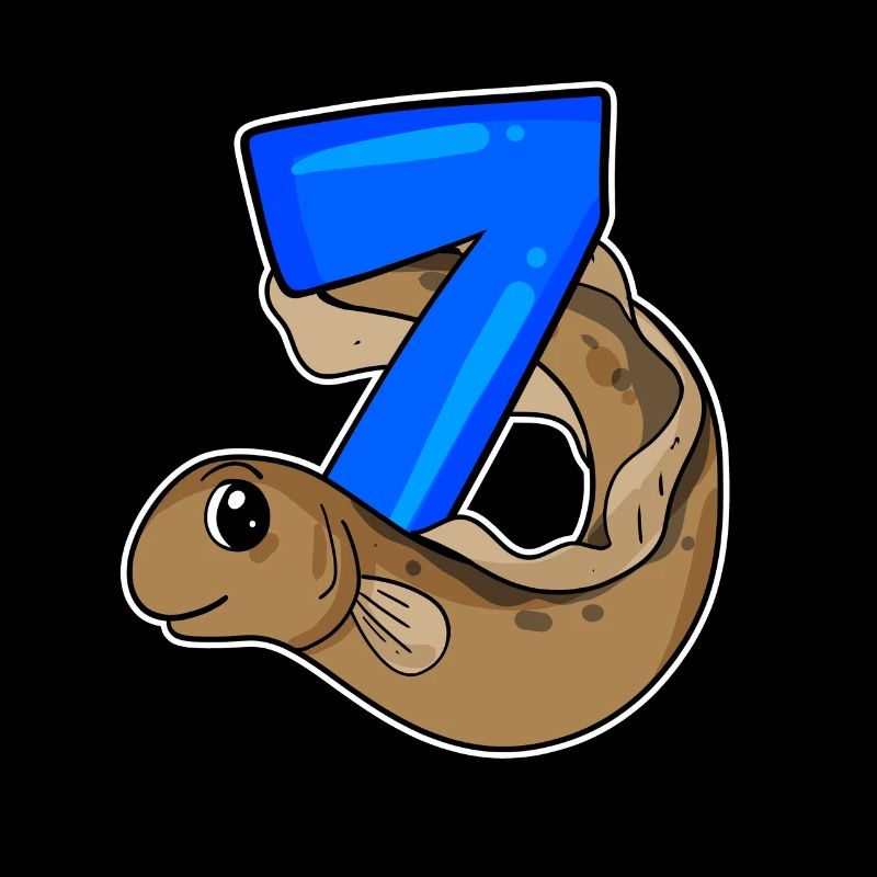 7th Birthday Motif Eelfish - 7 years old