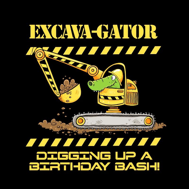 Construction Site Excavator Crocodile Saying Pun