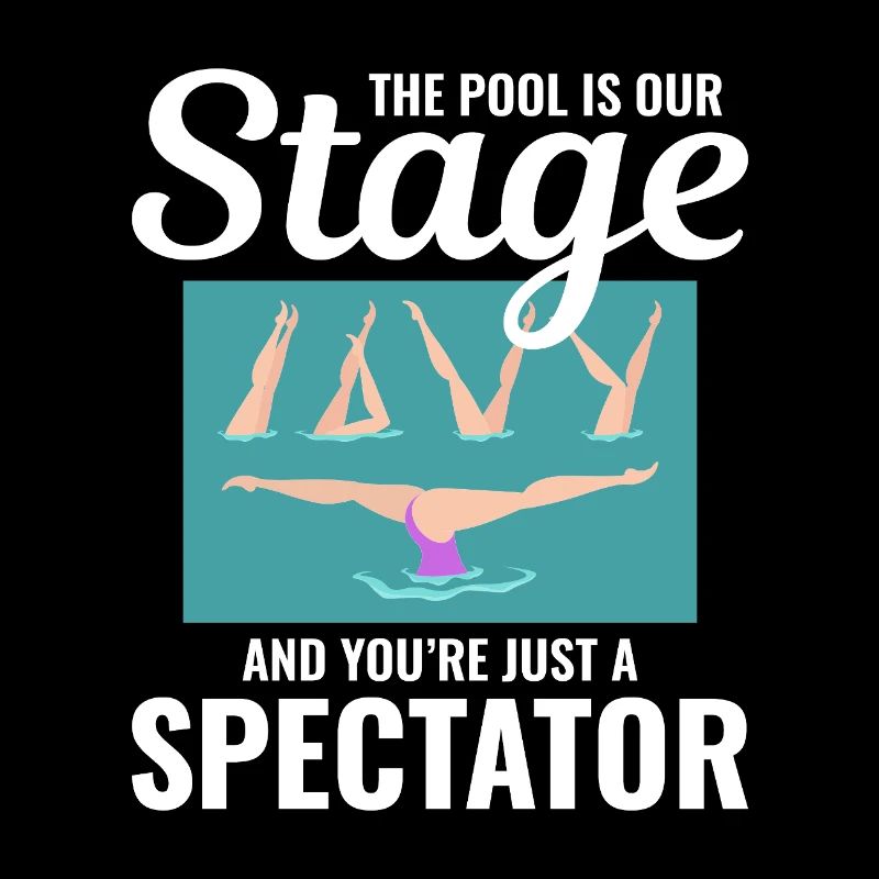 Zuschauer am Pool, Illustration, Synchronschwimmen