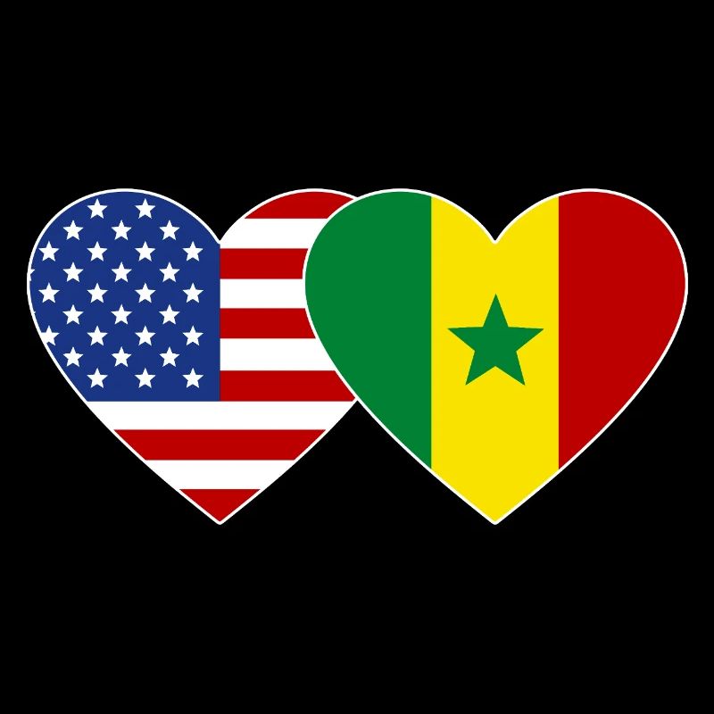 États-Unis Sénégal Drapeau Mains Forme Coeur