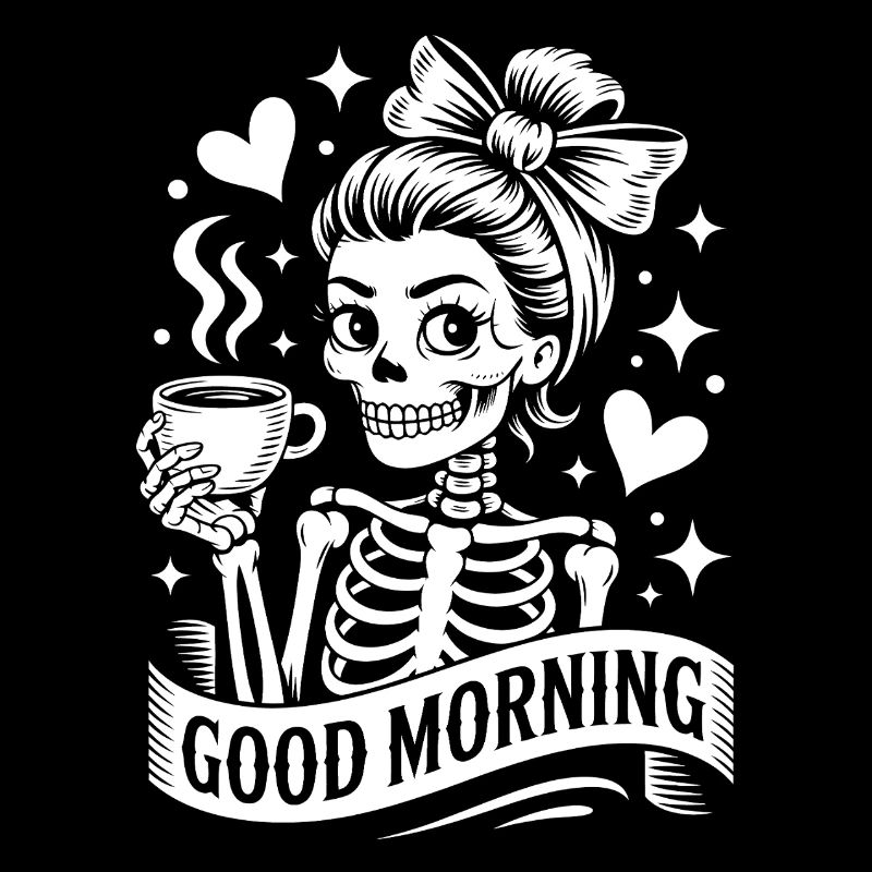 Coffee Skeleton Morning Motif