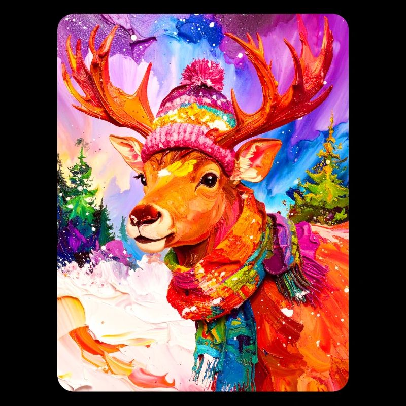 Reindeer with bobble hat