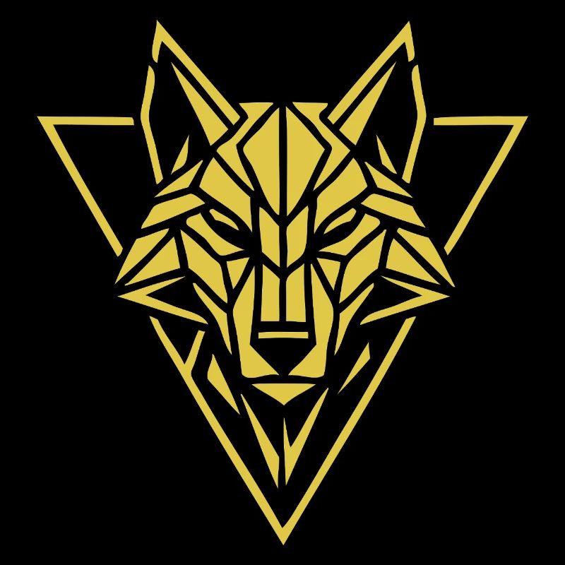 Geometric Wolf Head Gold