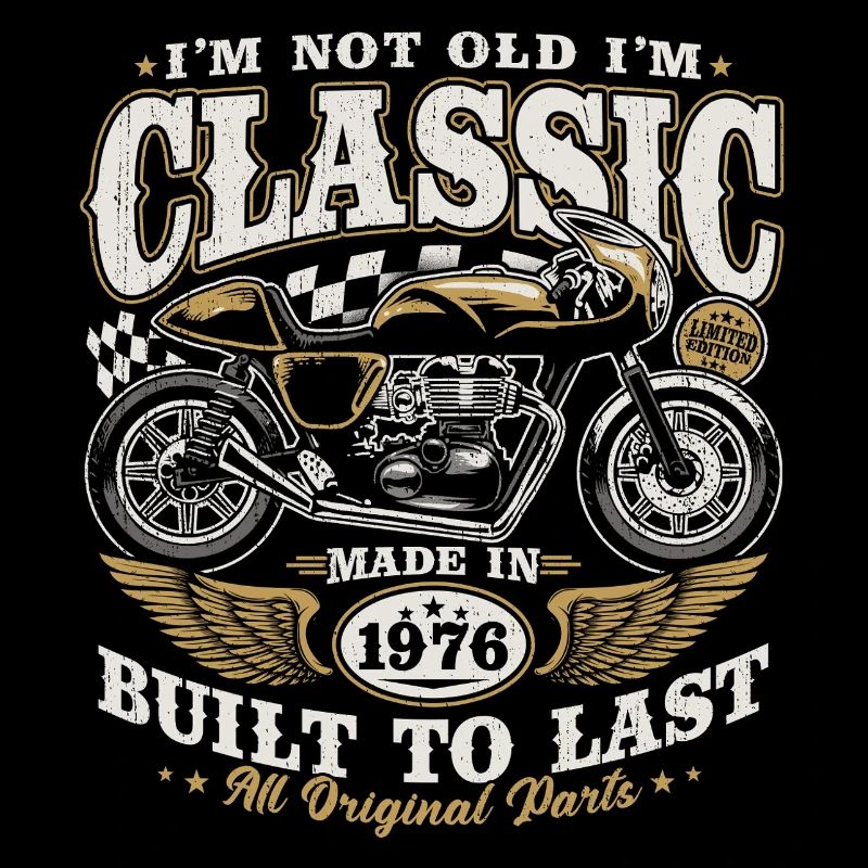 1976 Jahrgang Geburtstag Motorrad Geschenk