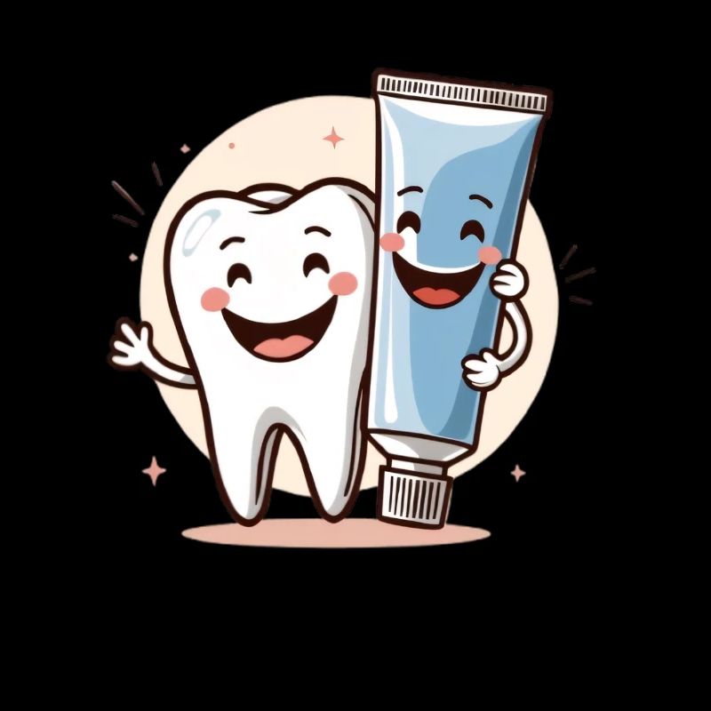 Smiling tooth with toothpaste