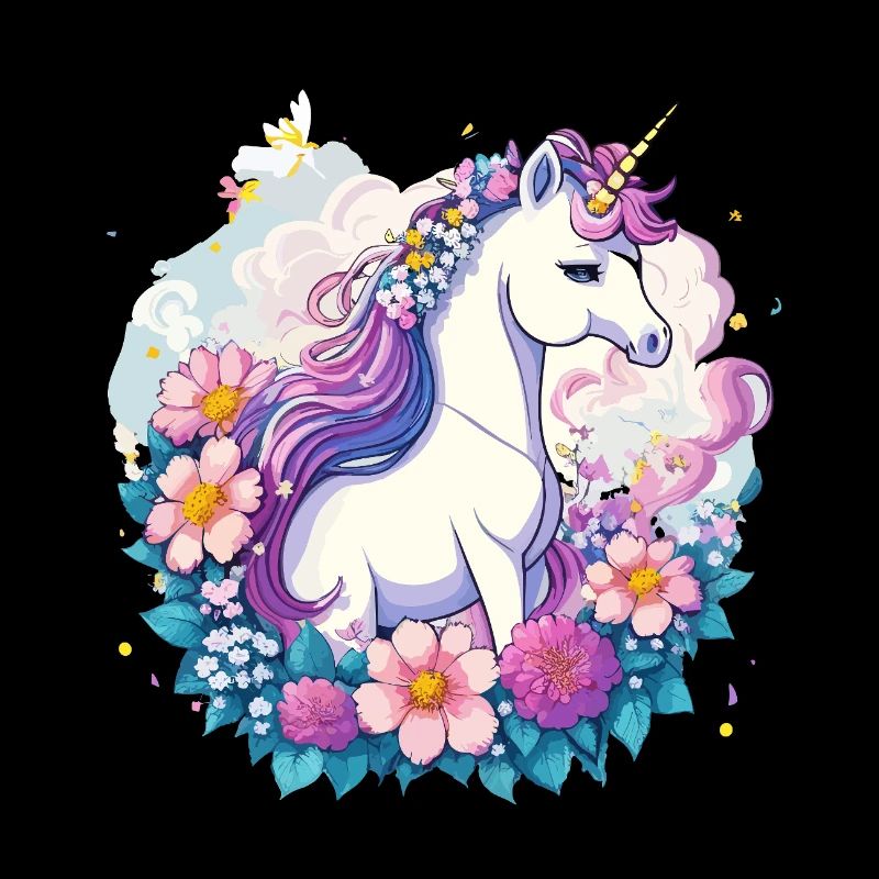 Frühlings-Einhorn mit Blumenkranz