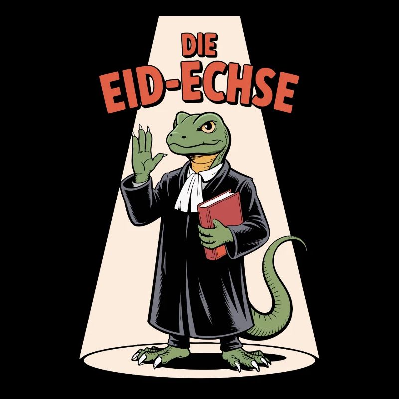 Die Eid-Echse im Richter-Look Cartoon