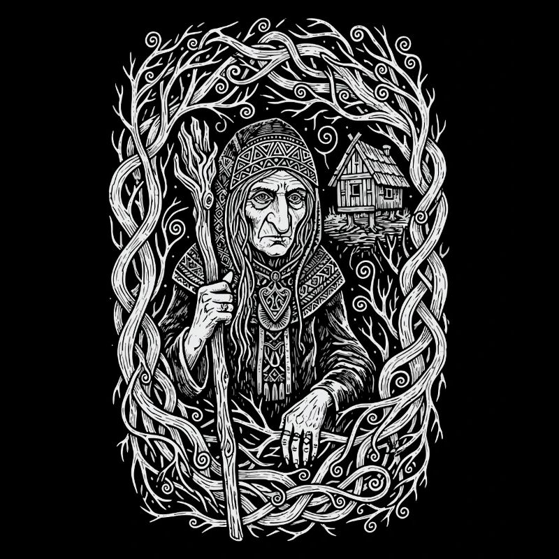 Baba Yaga Slavic Forest Witch Folk Art
