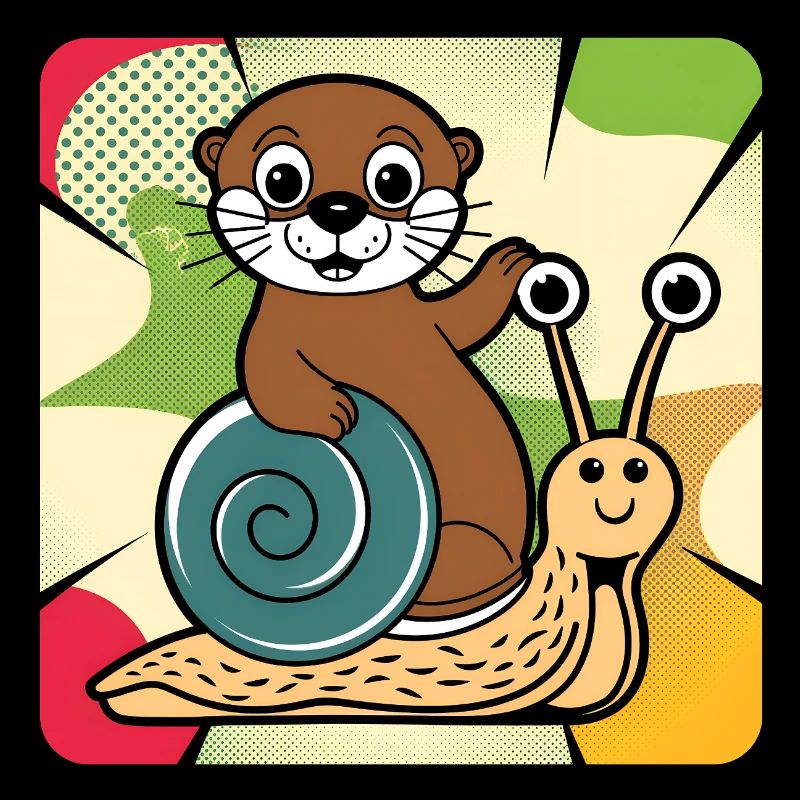 Otter on Snail – Pop Art