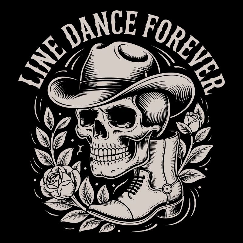 Schädel mit Cowboyhut Line Dance Forever