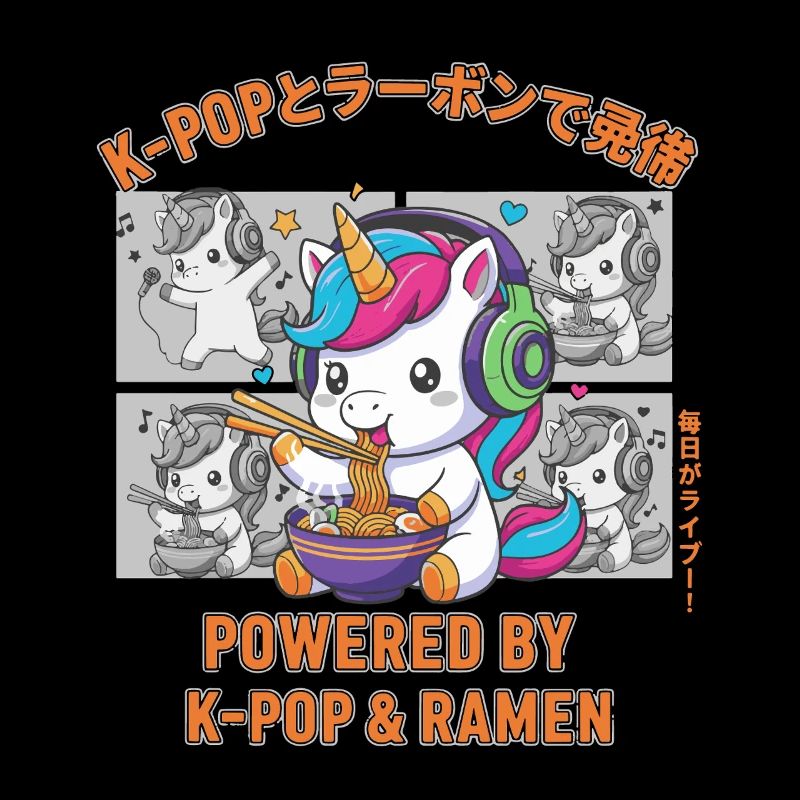 Powered By K-Pop And Ramen Cute Kpop Anime Unicorn