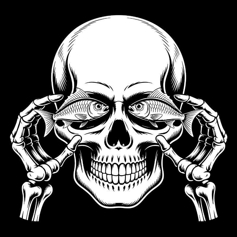 Skull motif with fish