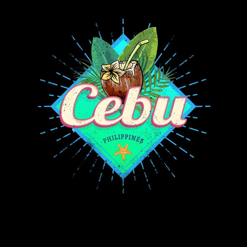 Cebu Island Philippines Coconut Retro Souvenir