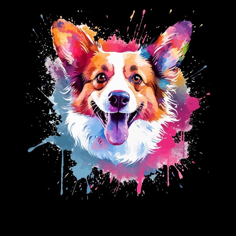 Pembroke Welsh Corgi Bunte Hunde-Splash-Art